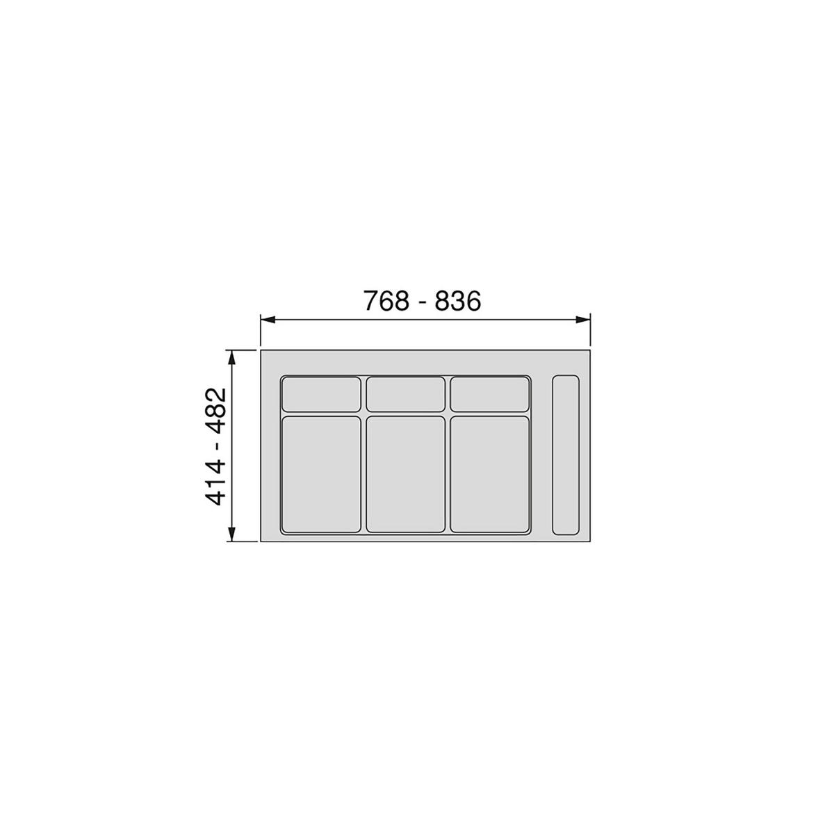 BASIS für Recyclingbehälter für Küchenschublade, 3 Fächer, Modul 900mm, Kunststoff anthrazitgrau - Anthrazit, Kunststoff (52.5/7/86cm) - EMUCA