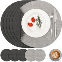 PLATZSETS (10-teiliges Set) – 33 cm – Grau - Dunkelgrau/Hellgrau, Leder (33/33cm)