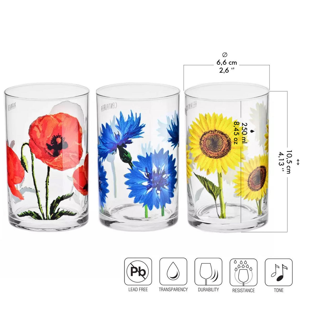 TEEGLÄSER BLOOM, 6er-Set, 250 ml - Multicolor, Glas (0.25L) - Krosno Glass