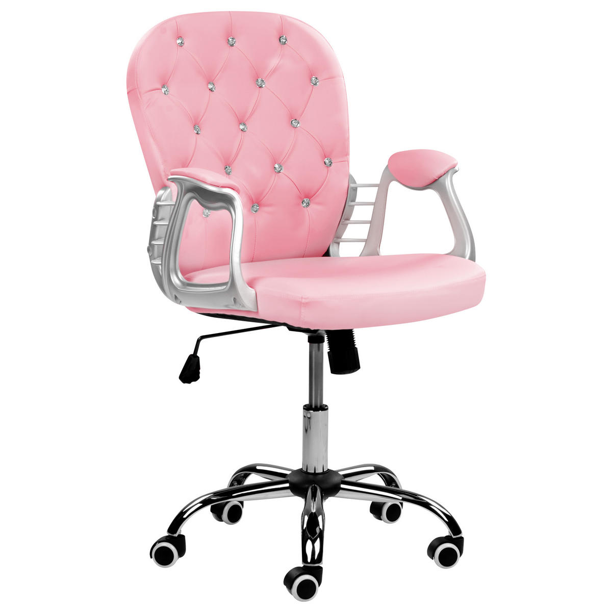 BÜROSTUHL Kunstleder Rosa Princess - Pink, Textil/Metall (60/98/60cm) - Beliani