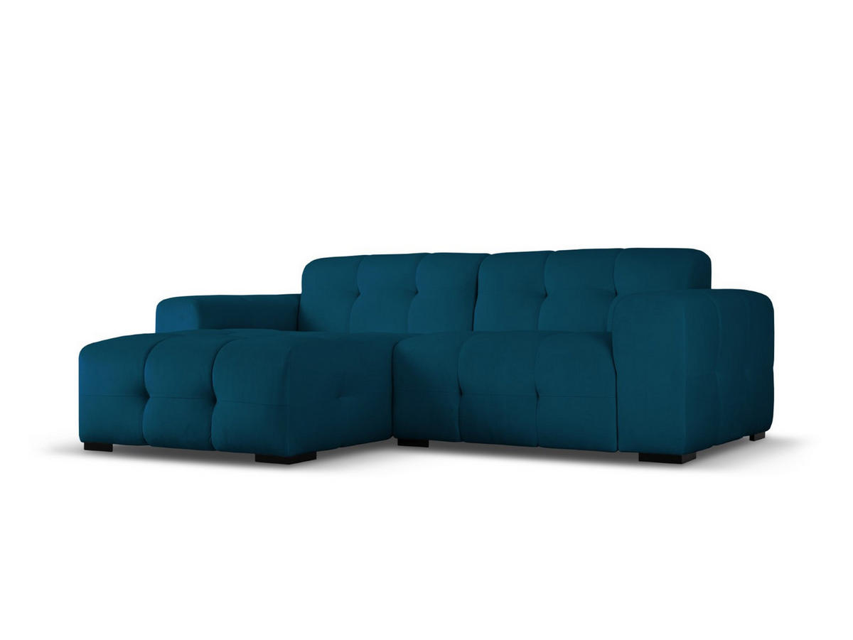 ECKSOFA links Kendal aus Samt marineblau 4 Sitzplätze - Blau, Textil (173/256cm) - Micadoni