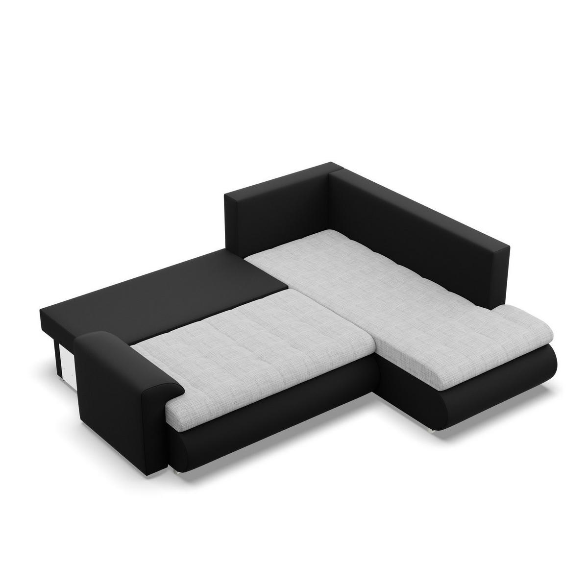 ECKSOFA RECHTS MIT SCHLAFFUNKTION FORESTA, Grau + Schwarz - Schwarz/Grau, Textil (230/200cm) - Mebligo