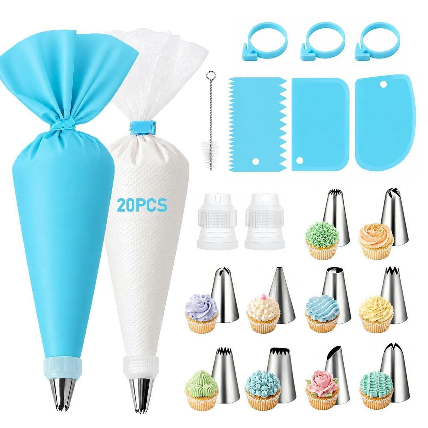 SPRITZBEUTEL Set 40-teilig Blau/Weiß - Blau, Kunststoff (20.5/3/30.8cm)