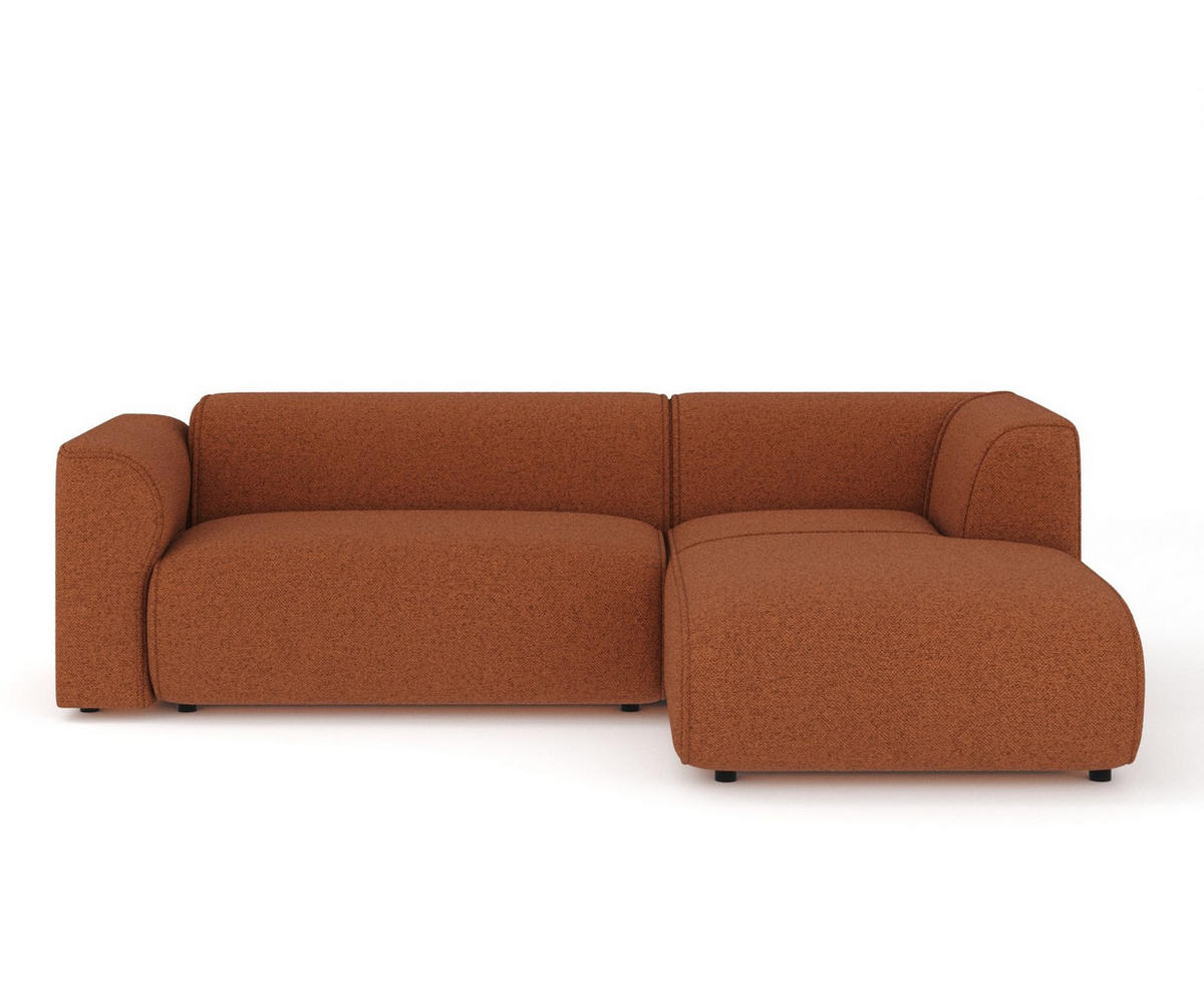 ECKSOFA Melani Kupferfarbe Webstoff - Rechts Seite - Schwarz/Kupferfarben, Holz/Holzwerkstoff (162/256cm) - Maison de Reve