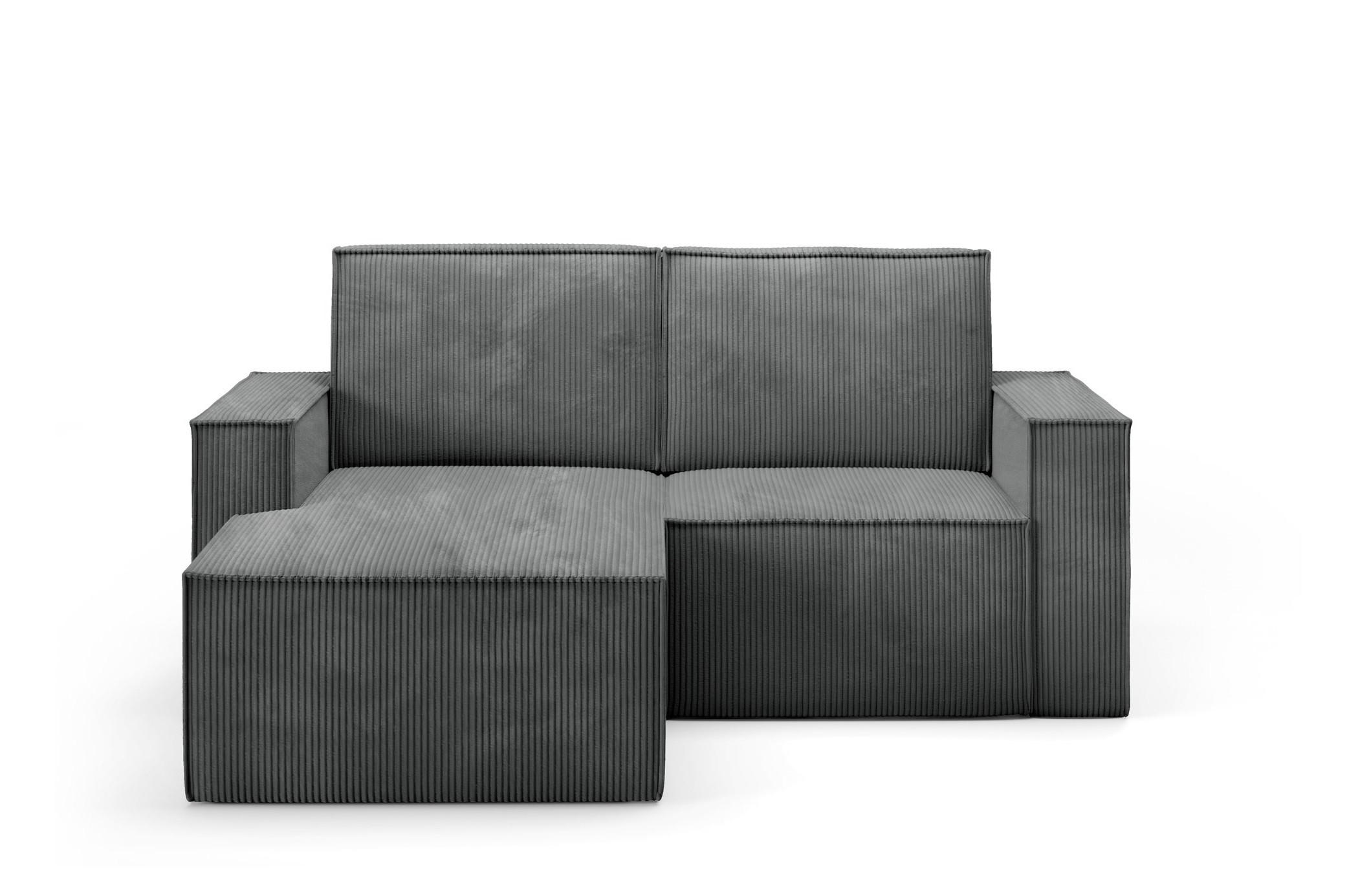 ECKSOFA Orto Dunkelgrau, Zweisitzer Kordecksofa linke seite - Dunkelgrau, Holzwerkstoff/Textil (180/141cm) - Bettso