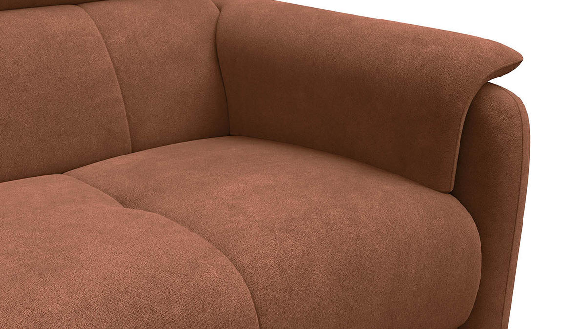 SOFA RODEN 3-Sitzer, braun, Veloursstoff - Braun, Holz/Textil (194/82/103cm) - Wozimo