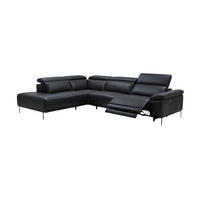 ECKSOFA Fiesta Echtleder mit 1 x Relaxfunktion Schwarz - Schwarz, Leder/Metall (220/282cm)