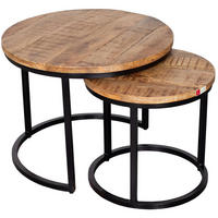COUCHTISCH Fermo - 2er Set - Mangoholz natur - Schwarz/Braun, Holz/Metall (58/58/45cm) - bene living