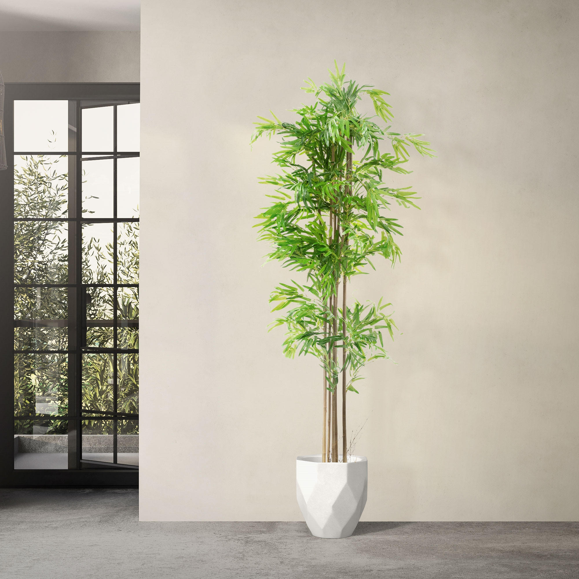 KUNSTPFLANZE Bambus - Anthrazit/Grün, Holz/Kunststoff (210cm) - ML-DESIGN