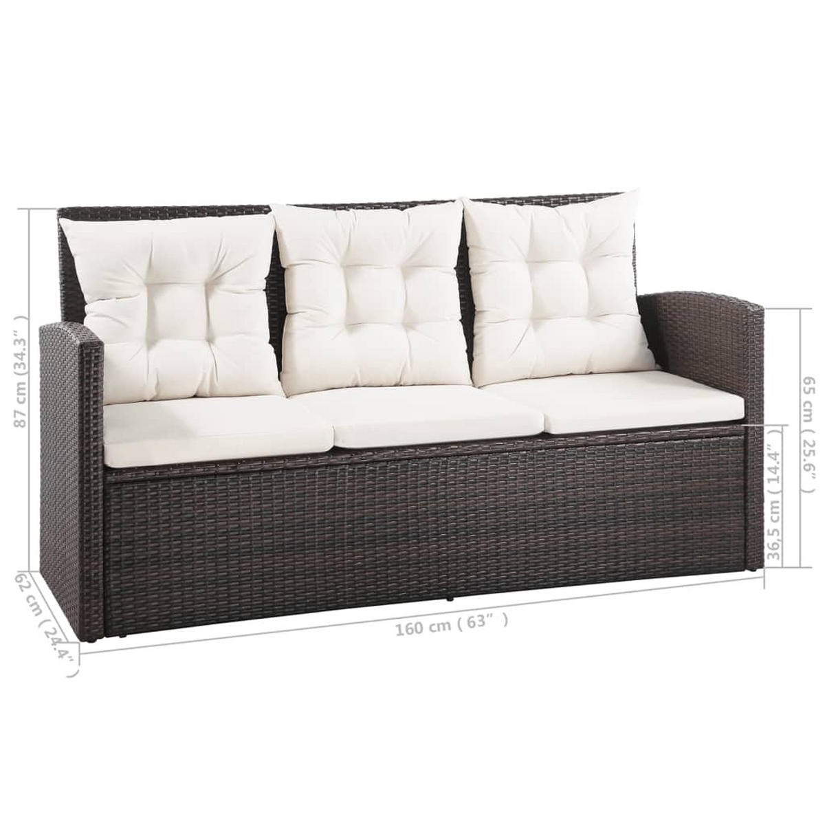 DINING-LOUNGESET mit Auflagen, aus PE-Rattan, Braun, 5-teiliges Set - Braun, Kunststoff - vidaXL