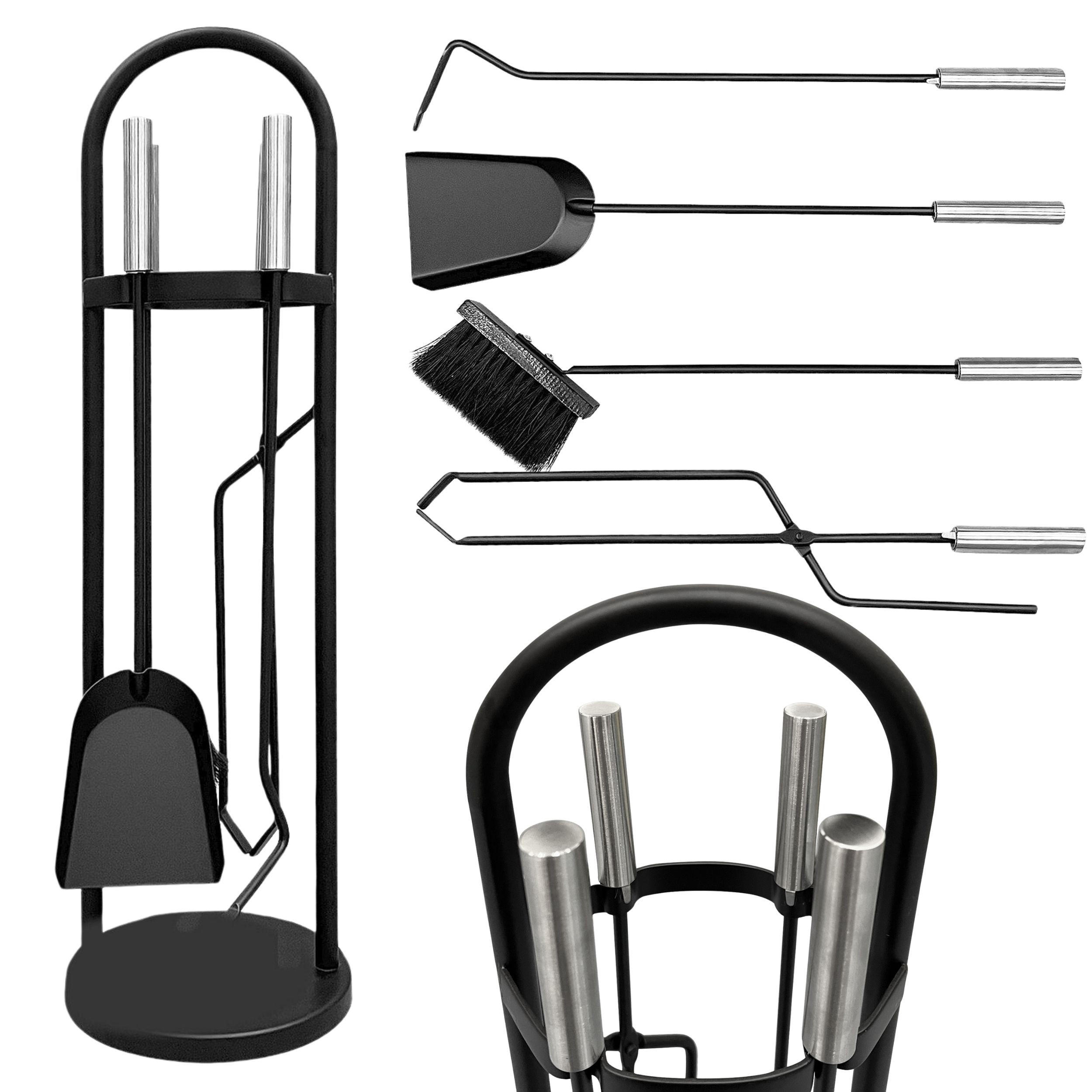 DanDiBo Kaminbesteck Schwarz 20x68x20 cm