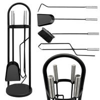 KAMINBESTECK Modern Schwarz 5 Teilig Set - Schwarz, Metall (20/68/20cm) - DanDiBo