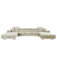 ECKSOFA U-Form ALONZO MAXI U mit Schlaffunktion 125x318 Velours Beige - Beige/Silberfarben, Holz/Textil (400/90/203cm) - Muffo