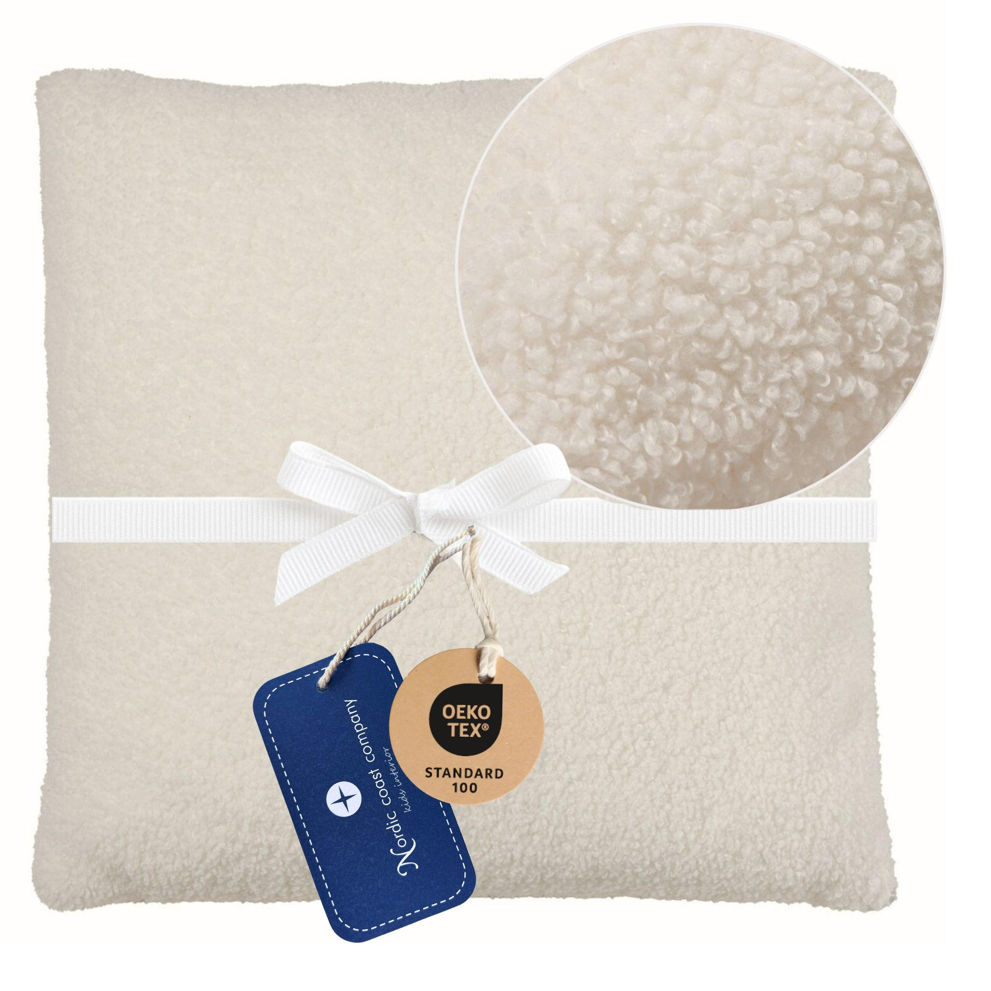 FELLKISSEN, Bouclé Teddy Zierkissen Natur Flauschkissen Dekokissen 50x50cm - Naturfarben, Textil (50/50cm) - nordic coast company