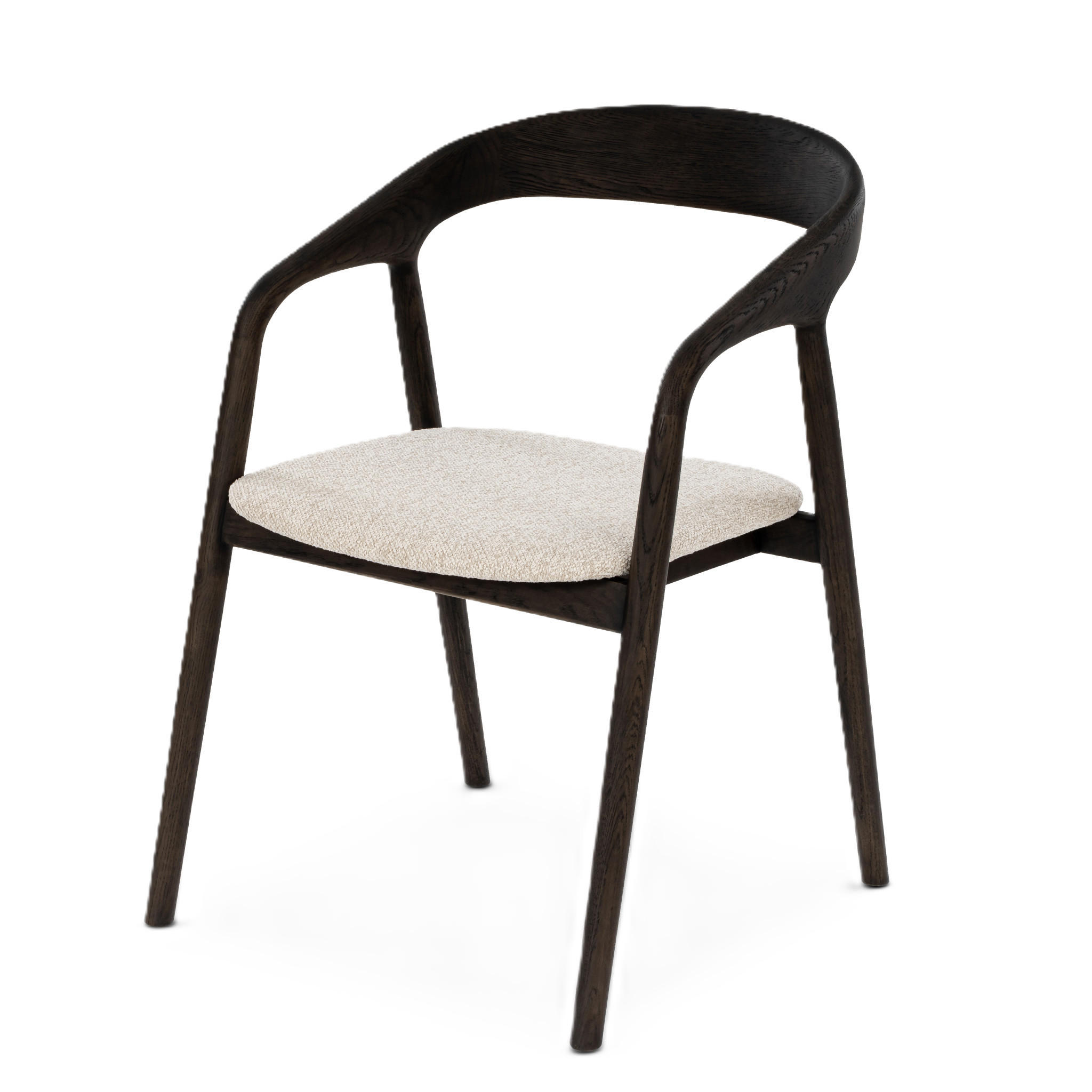 ESSZIMMERSTUHL Celeste, Braunes Eichenholz + beiger Stoff - Beige/Braun, Holz (55/80/61.5cm) - WOODEK
