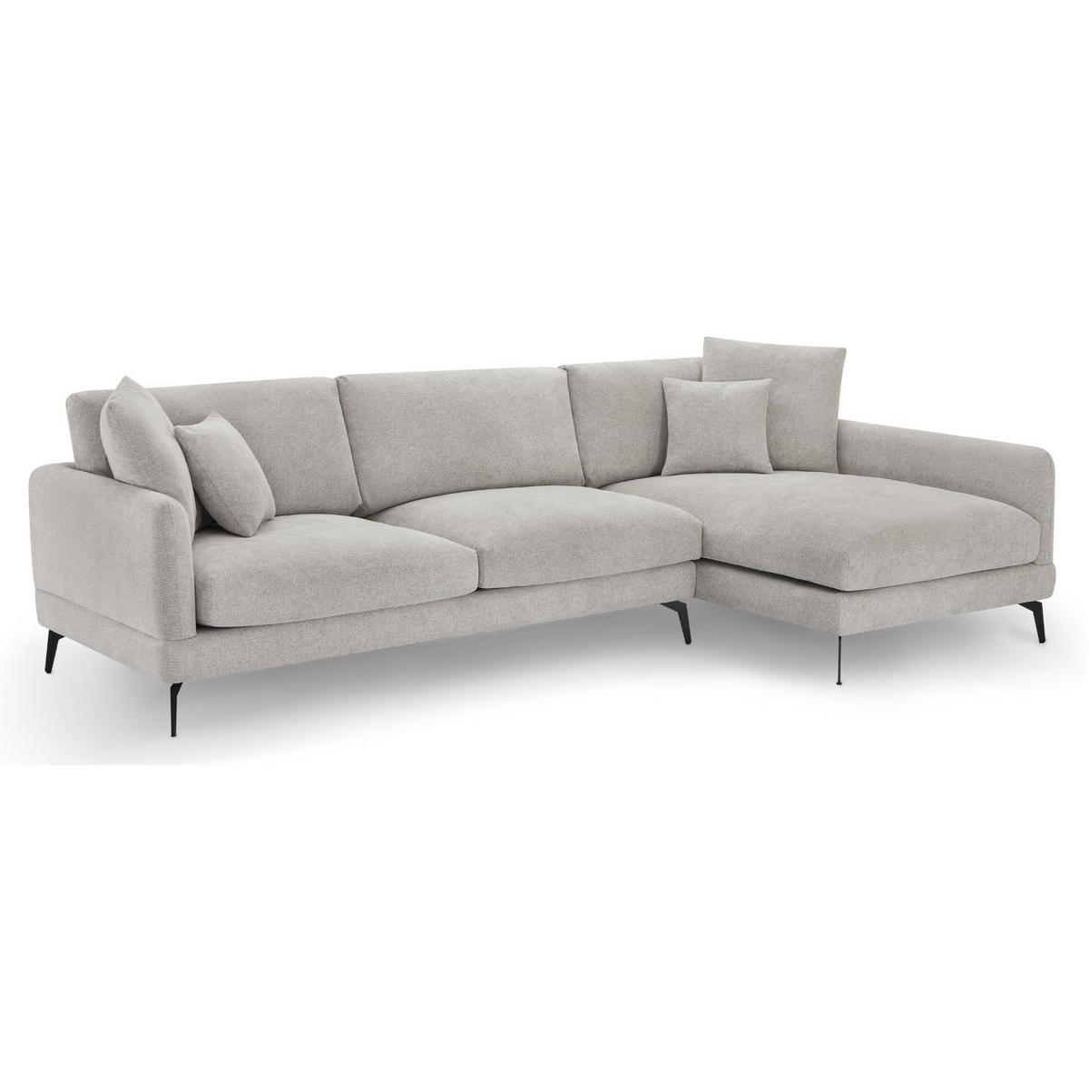 ECKSOFA Webstoff Grau - Schwarz/Grau, Textil/Metall (290/95cm) - Furnhouse