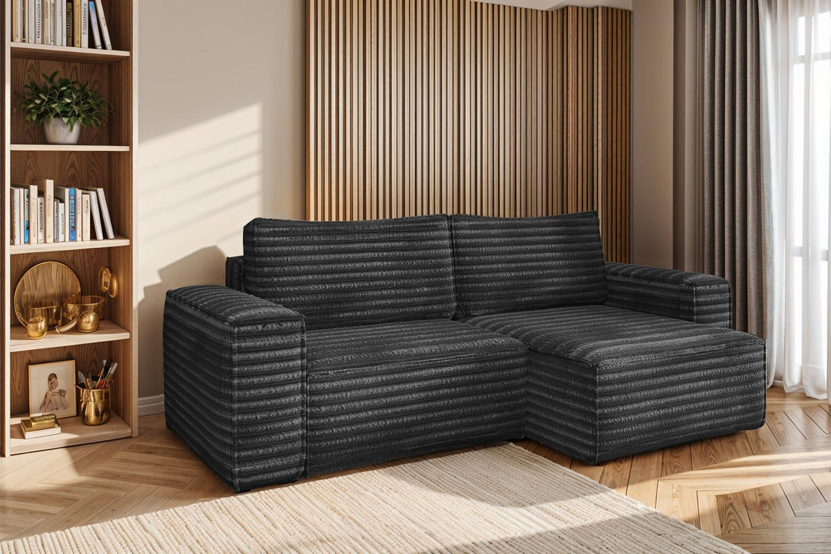 ECKSCHLAFSOFA Bohoo-Ecksofa mit Schlaffunktion stoff Velo Dunkelgrau Rechts - Dunkelgrau, Holz/Textil (248/140cm) - Kaiser Möbel