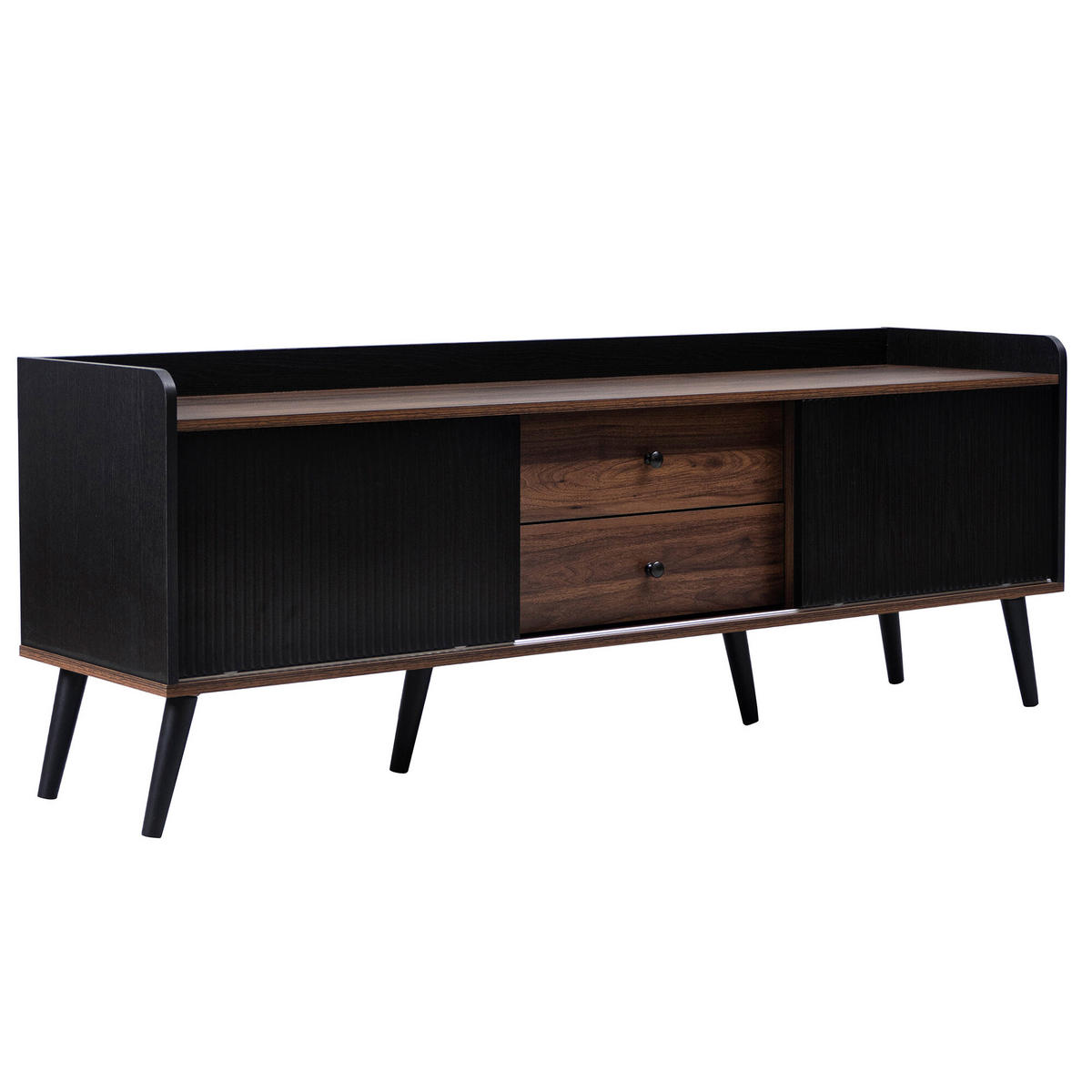 TV-MÖBEL Holz- und Schwarz-Effekt 160/40/58 cm - Schwarz, Holz (40/58/160cm) - Urban Meuble