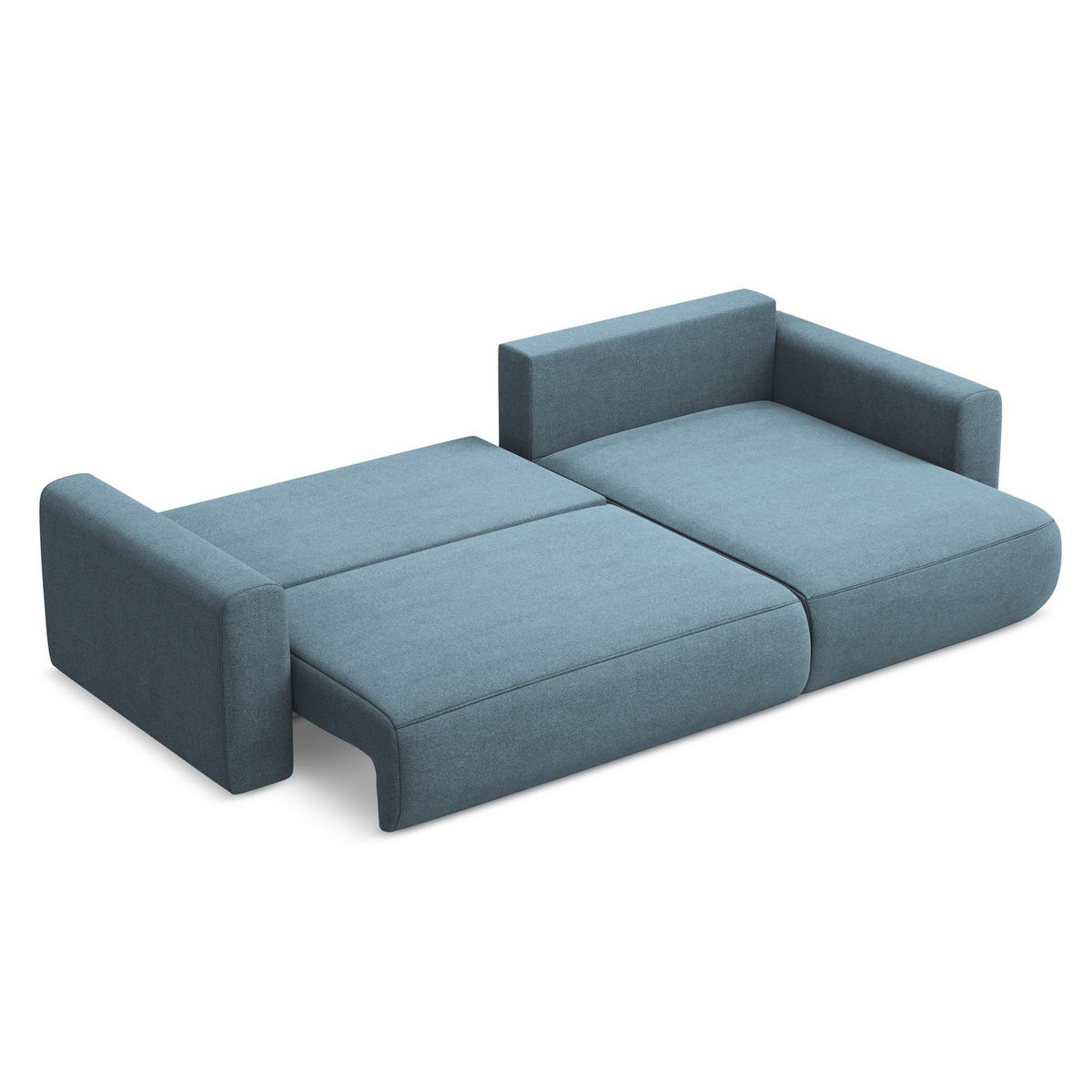 ECKSOFA mit Schlaffunktion Strukturstoff Stoff Blau - Blau/Schwarz, Kunststoff/Textil (278/149cm) - LaMiaSofa