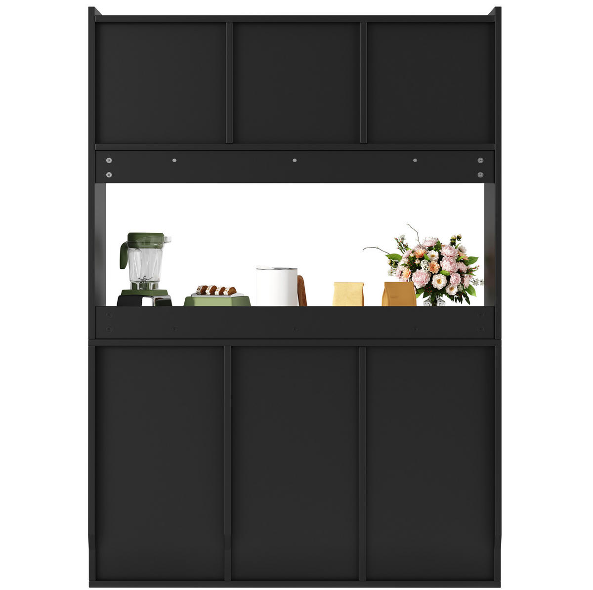 VITRÍNOVÁ skříň 120/35/167 cm černá, MDF/PB, s LED osvětlením - černá, kompozitní dřevo (120/167/35cm) - BEAOK