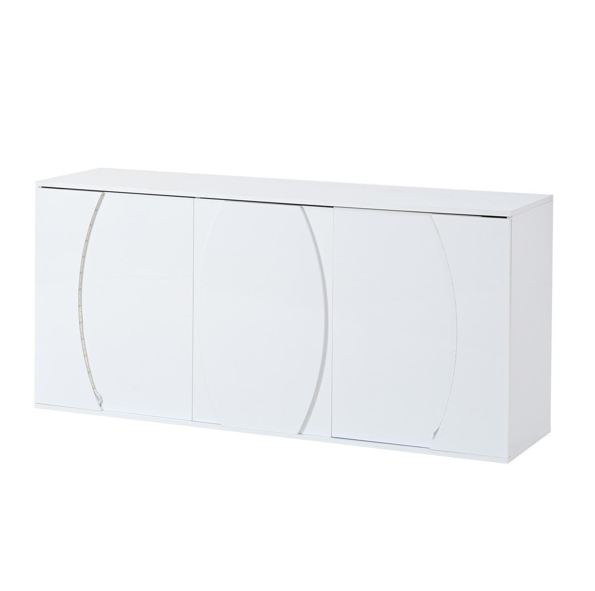 SIDEBOARD 150/40/70 cm in Weiß mit 3 Türen & LED-Beleuchtung - Weiß, Holzwerkstoff (150/70/40cm) - BEAOK