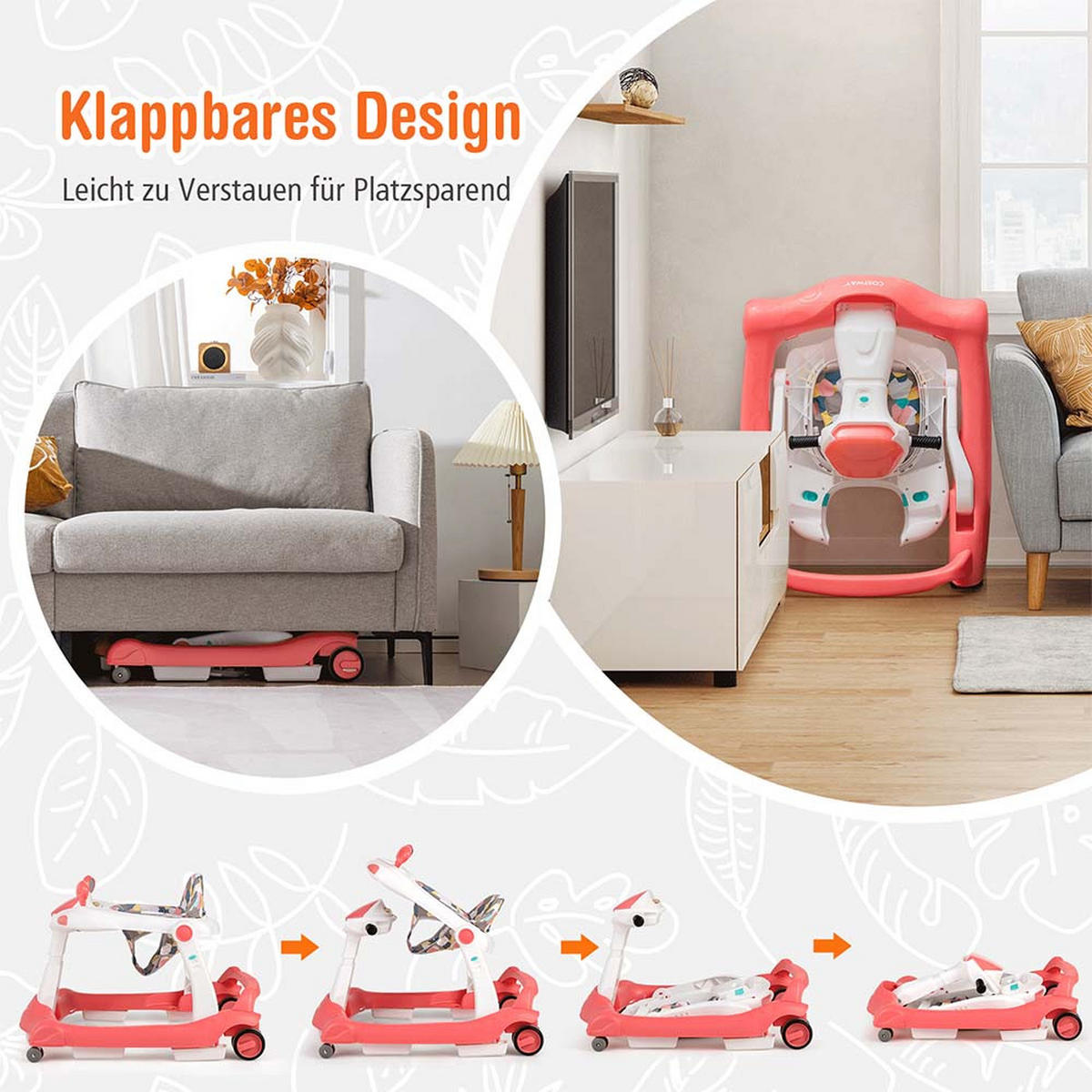 LAUFLERNHILFE Kappbar Orange - Orange, Kunststoff (60/55/73cm) - COSTWAY