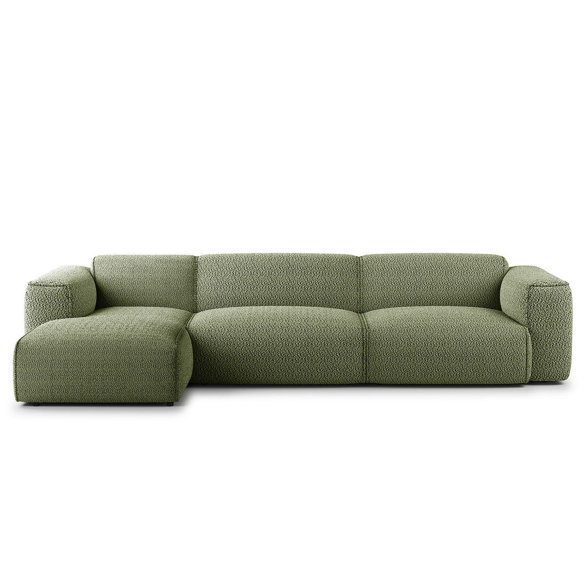 3-SITZER ECKSOFA mit Longchair - Schwarz/Grün, Kunststoff/Textil (317/173cm) - home24