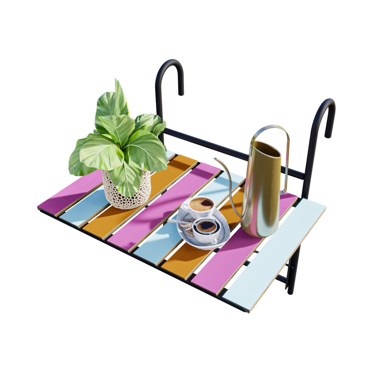 BALKONHÄNGETISCH Petäjävesi - Multicolor, Holz/Metall (40/60/58cm) - [en.casa]