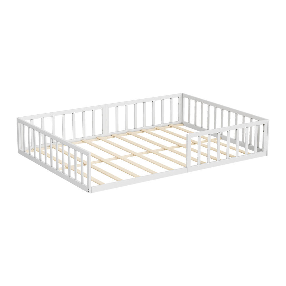 BODENBETT AUS METALL Minno Weiß 205 x 145 cm ohne Matratze - Weiß, Metall - VitaliSpa