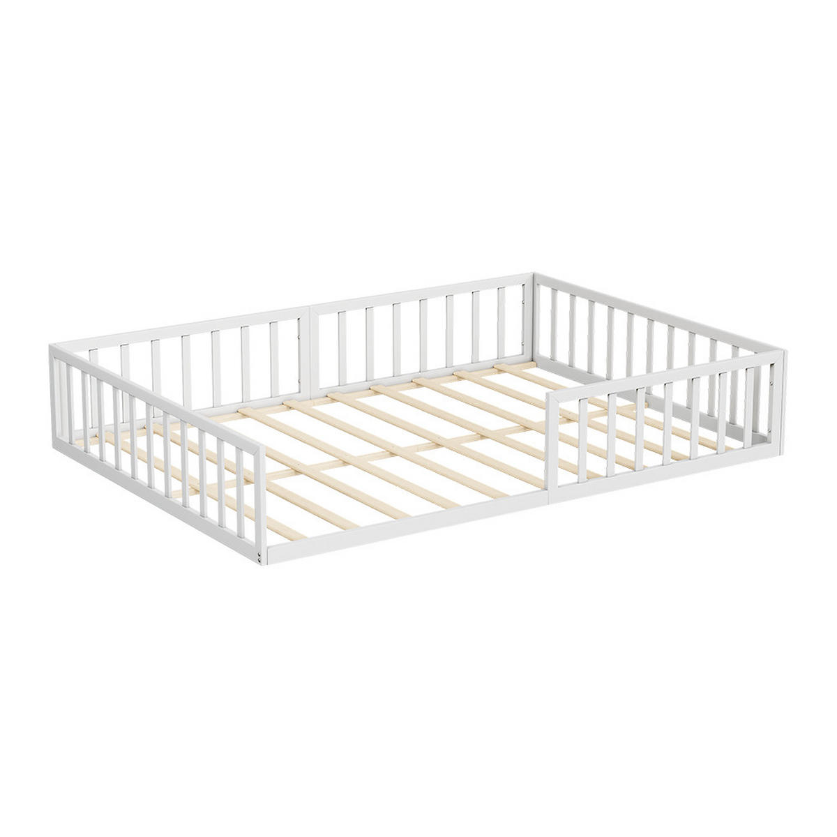 BODENBETT AUS METALL Minno Weiß 205 x 145 cm ohne Matratze - Weiß, Metall - VitaliSpa