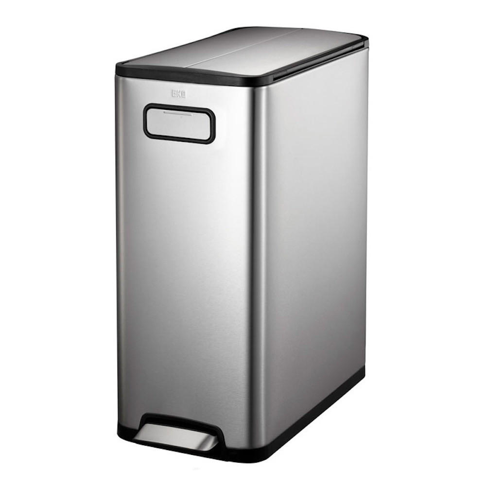 MÜLLEIMER Zur Abfallscheidung Aus Gebürstetem Edelstahl 45 Liter 66 x 27,5 x 53,2 cm Edelstahl - Silberfarben, Metall (27.5/66/53.2cm) - PROREGAL