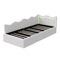 POLSTERBETT 90x200 cm LED Stauraum Kopfteil Samt weiß - Weiß, Holz (90/200cm) - LEBENLANG