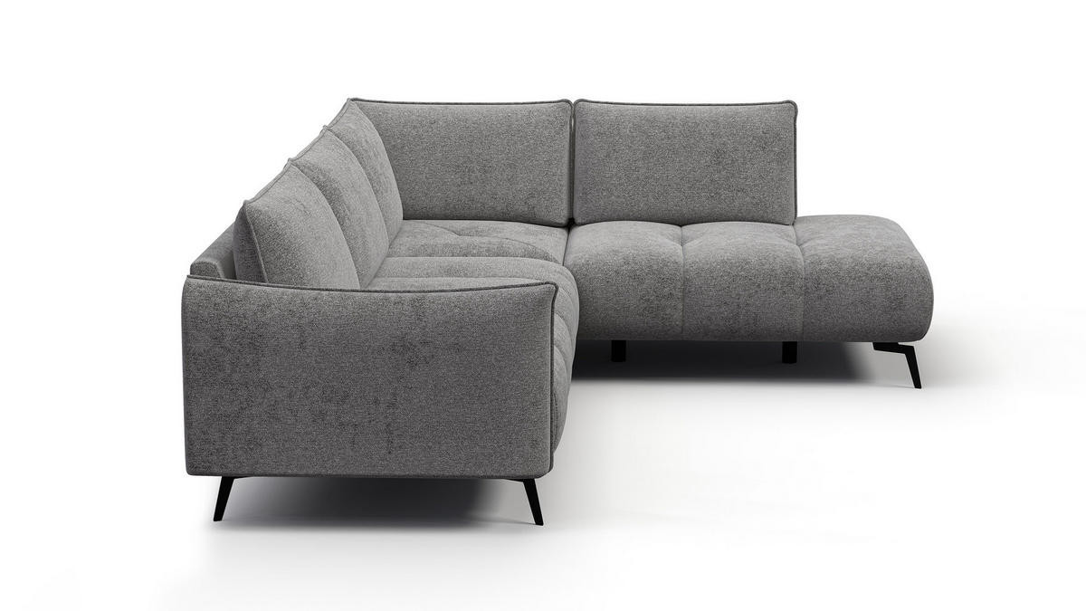 ECKSOFA AERA 5-Sitzer rechts, platingrau - Schwarz/Grau, Holz/Textil (268/206cm) - Courtois Laville