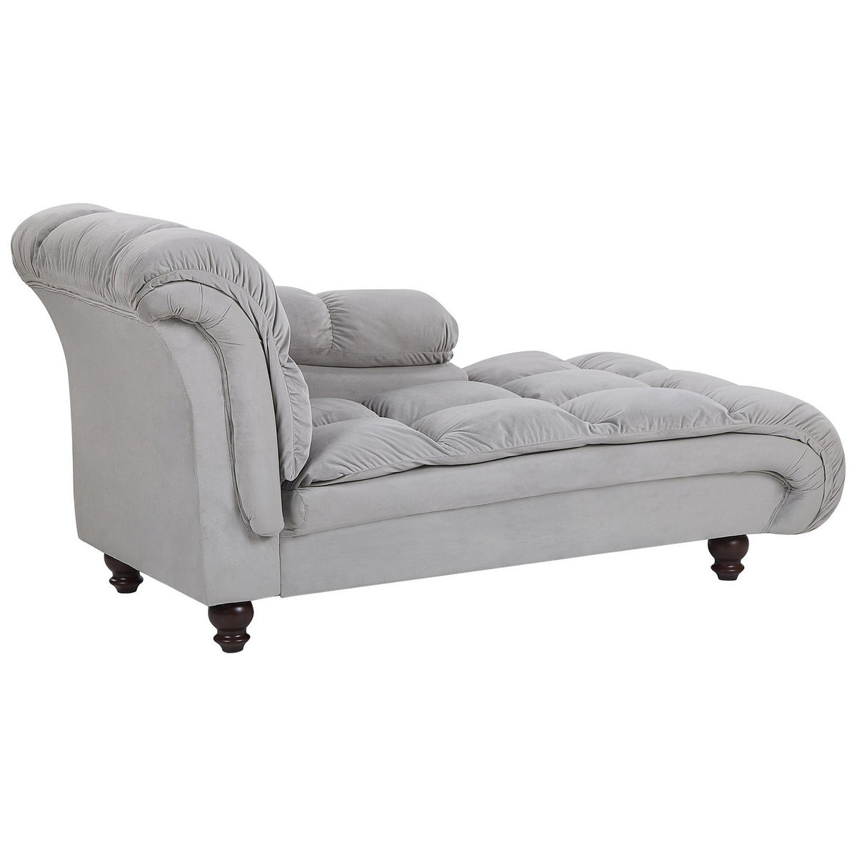 CHAISELONGUE Samtstoff hellgrau linksseitig Lormont - Grau, Textil (141/76/70cm) - Beliani