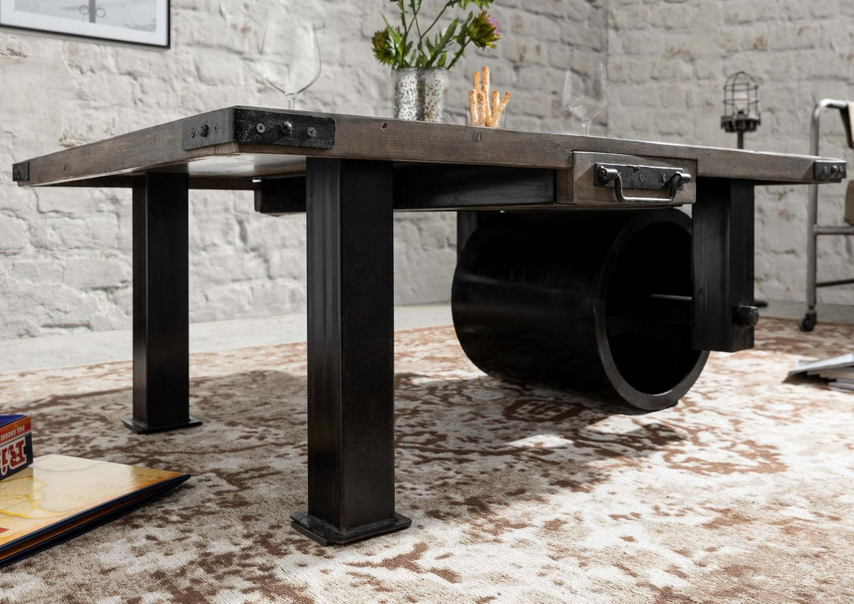 COUCHTISCH Mango 110x80x43 grau lackiert RAILWAY #205 - Grau, Holzwerkstoff (80/110/43cm) - Massivmoebel24