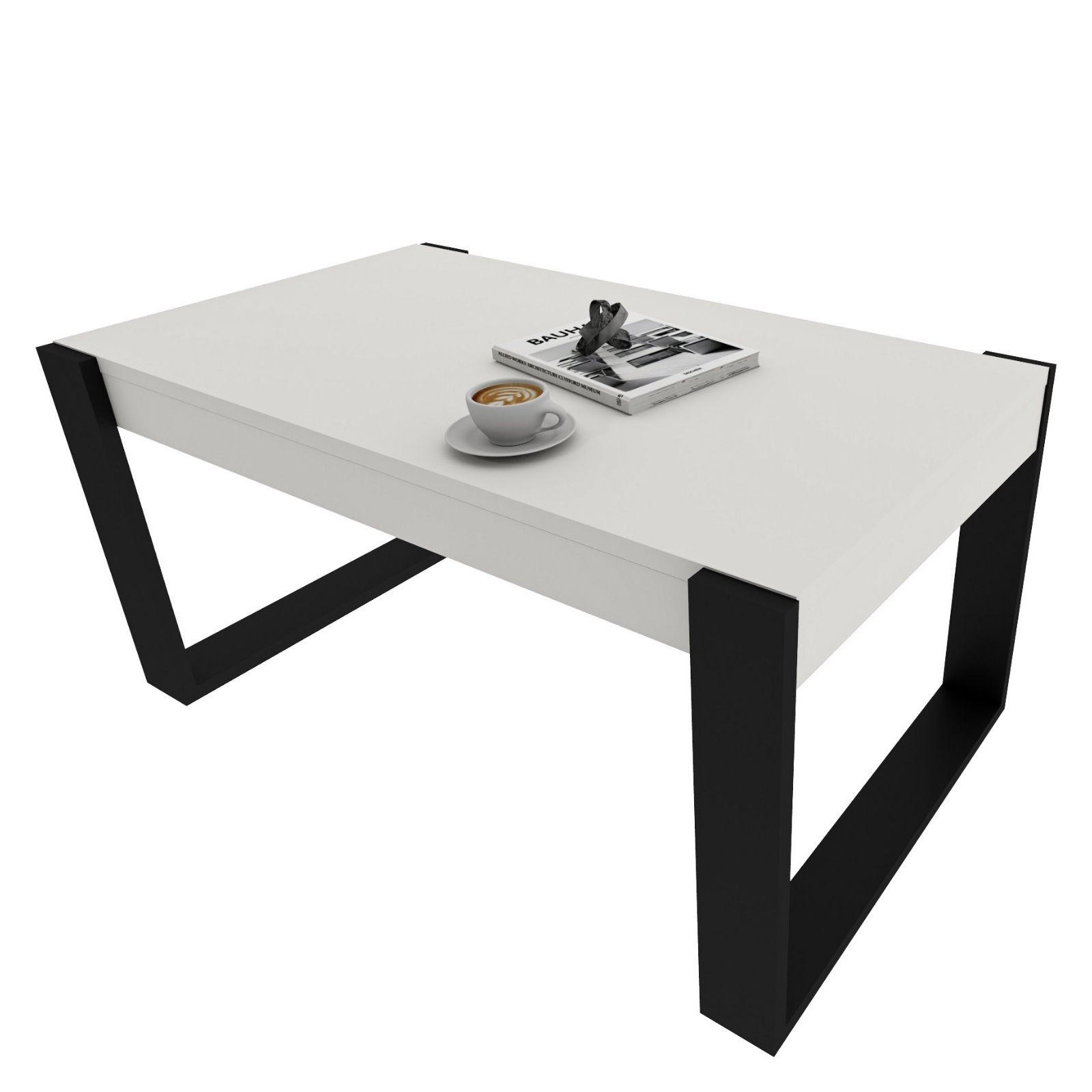 COUCHTISCH Karo II 92/44/54 - Schwarz/Weiß, Holzwerkstoff (54/92/44cm) - RAUMHIRSCH FURNITURE