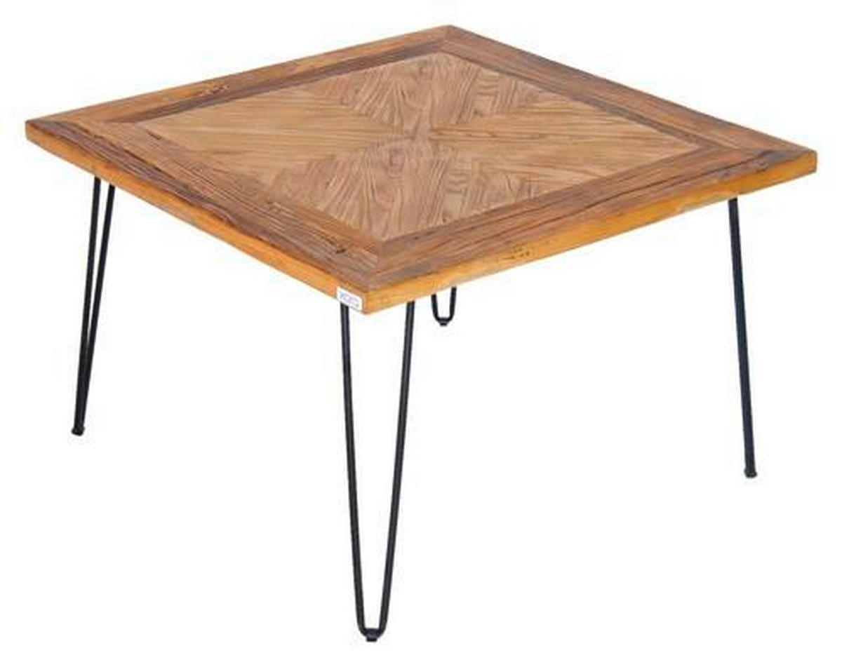 COUCHTISCH in Holz, Metall 70/70/45 cm  - Schwarz/Naturfarben, Romantik / Landhaus, Holz/Metall (70/70/45cm) - Xora