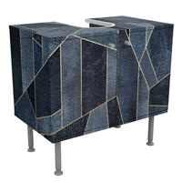 WASCHBECKENUNTERSCHRANK Blaue Geometrie Aquarell 60/55/35 cm - Blau, Holzwerkstoff (60/55/35cm) - Bilderwelten