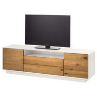 TV-LOWBOARD - Asteiche / Matt Weiß - Braun/Weiß, Holzwerkstoff (188/55/40cm) - home24