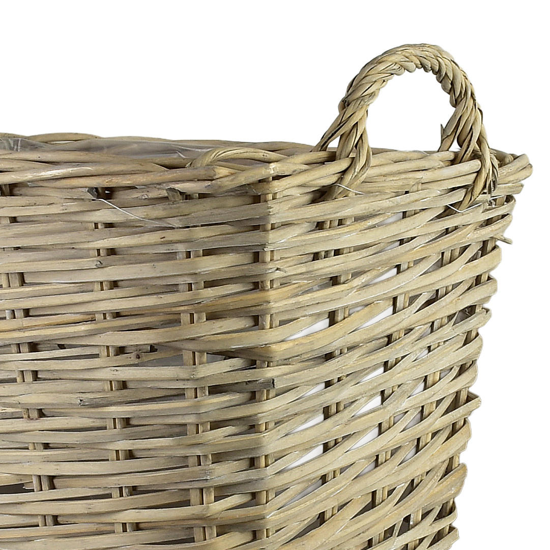 BLUMENTOPF Gustav 3er Set beige 56/42/46 cm Weide - Beige, Holzwerkstoff (48cm) - Mondex