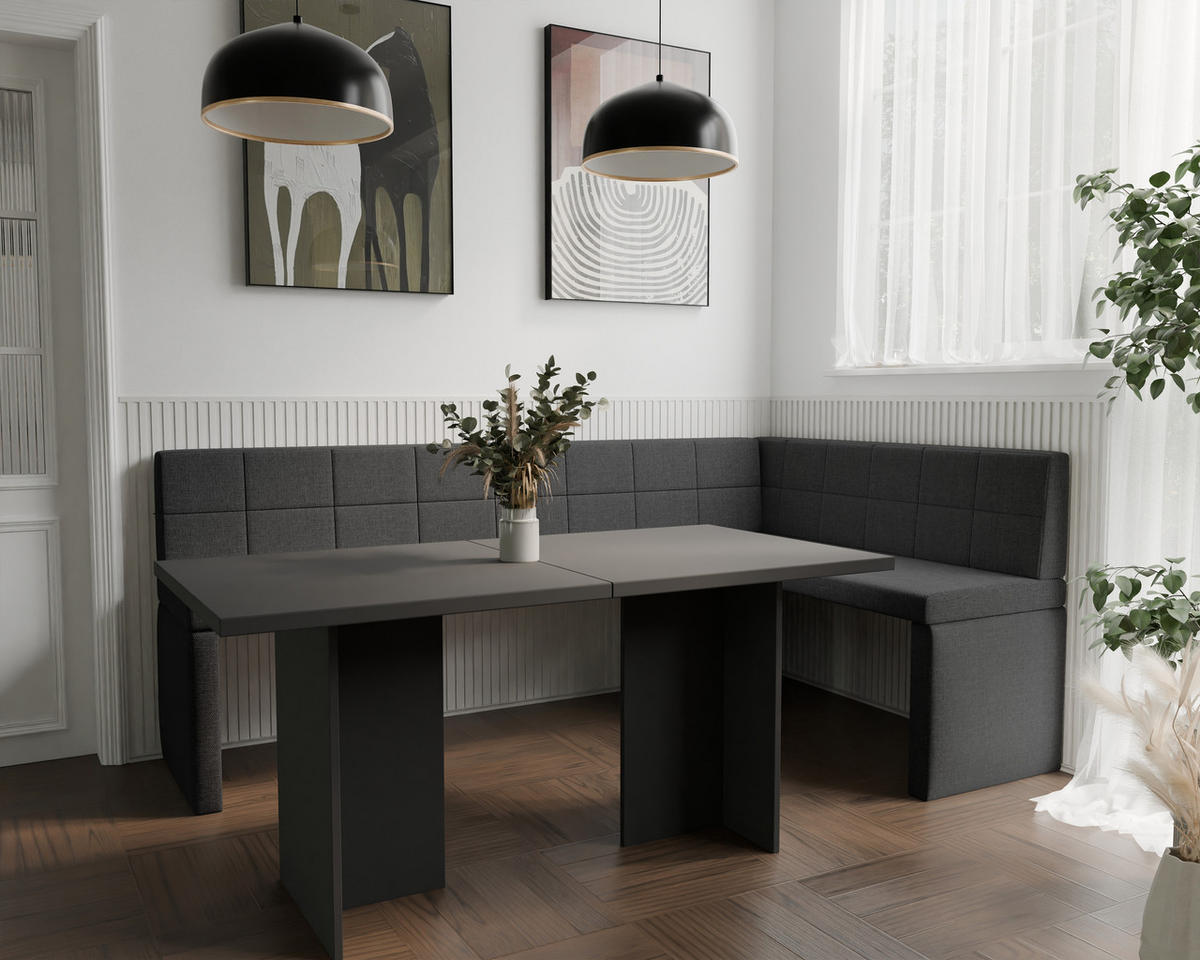 ECKBANK rechts MELVIN Webstoff, 128/168 cm Anthrazit - Anthrazit, Holz/Textil (128/168cm) - Idohome