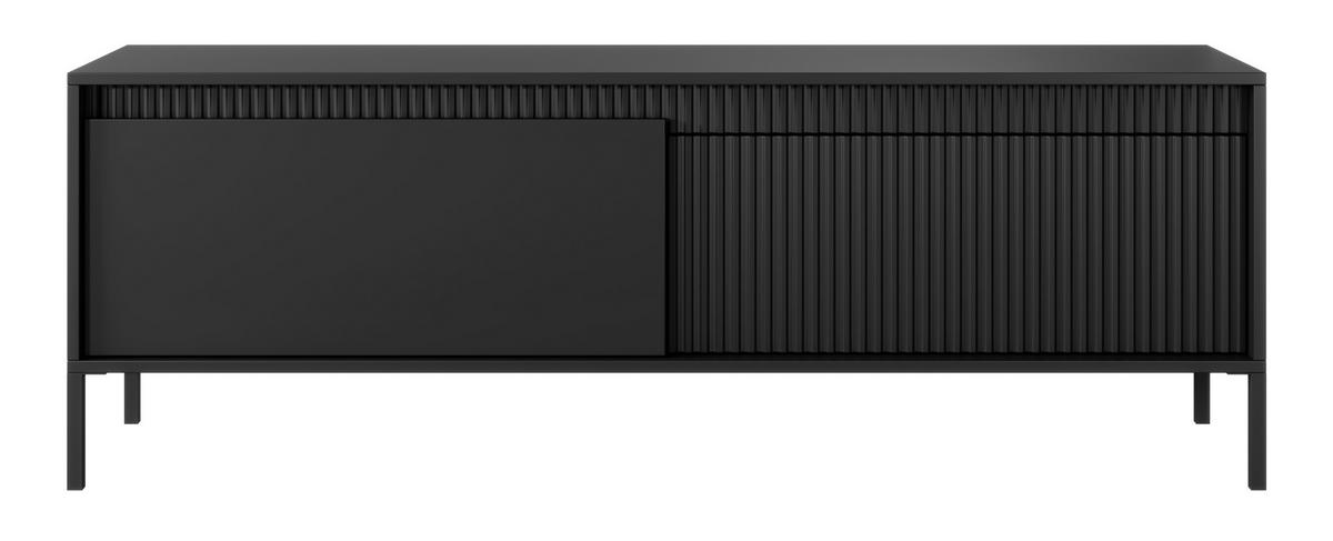 TV-SCHRANK Schwarz 154 cm Santori auf Beine, 2 Türen - Schwarz, Holz (154/53/40cm) - Emporius