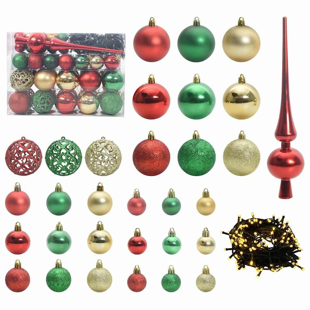WEIHNACHTSKUGELSET 61 -teilig Mehrfarbig Kunststoff - Eukalyptusholzfarben, Kunststoff (6/27/6cm) - vidaXL