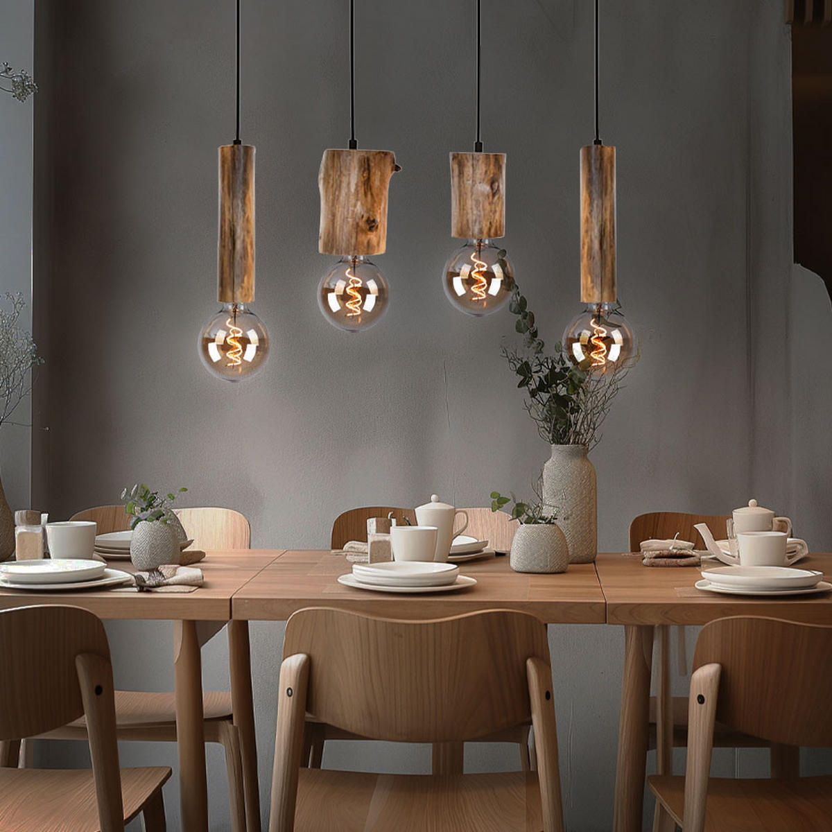 HÄNGELEUCHTE TRONCO Holz Schwarz - Schwarz, Holz (9/80/150cm) - Nowa