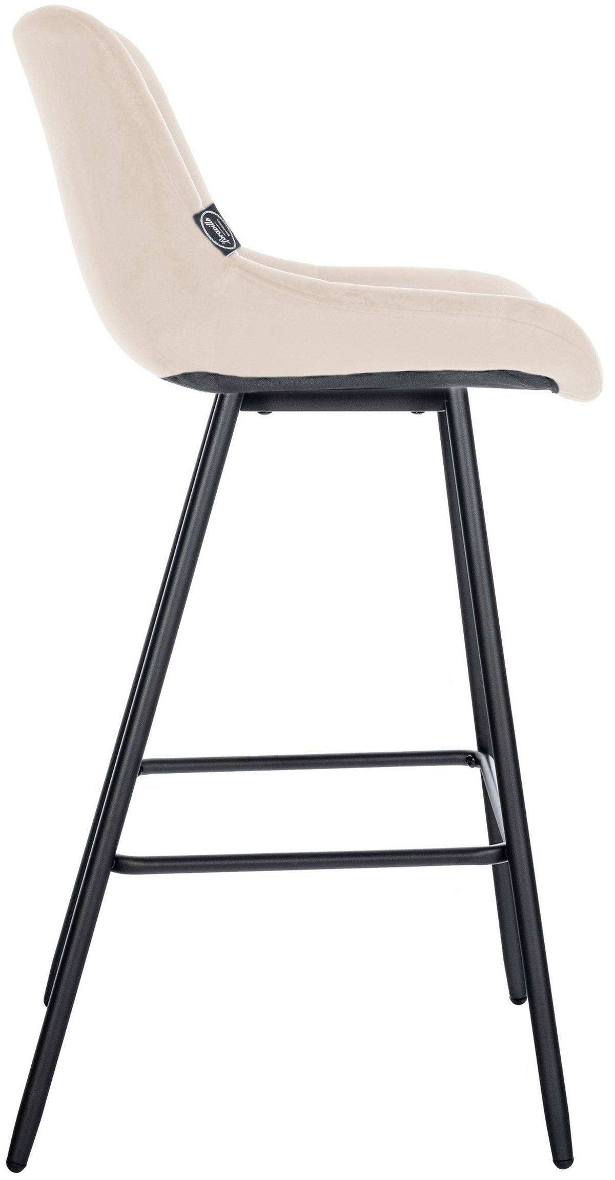 BARHOCKER Welton Samt creme - Schwarz/Naturfarben, Textil/Metall (49/104/56cm) - TPFLiving