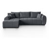 ECKSCHLAFSOFA Diana mt Bettkasten dunkelgrau links - Dunkelgrau/Schwarz, Textil (255/175cm) - Beautysofa