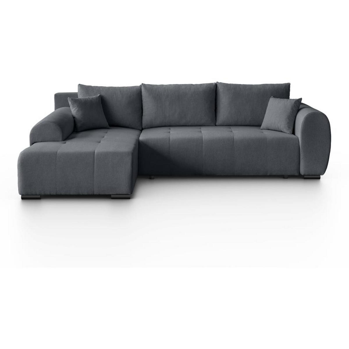 ECKSCHLAFSOFA Diana mt Bettkasten dunkelgrau links - Dunkelgrau/Schwarz, Textil (255/175cm) - Beautysofa