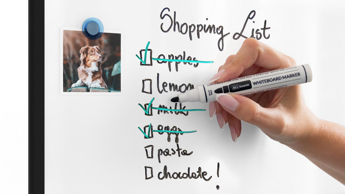 MAGNETISCHES Whiteboard mit schwarzen Holzrahmen 90x60cm - Schwarz, Metall (90/60/1.5cm) - ALLboards