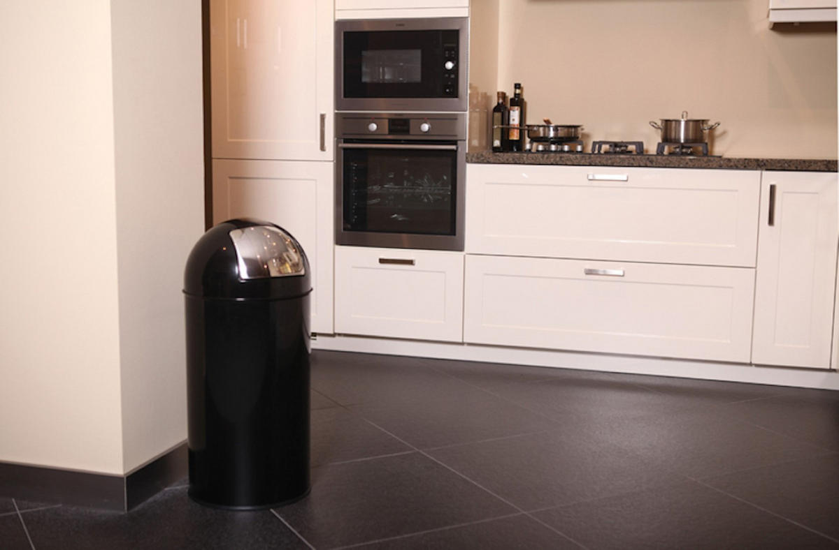 MÜLLEIMER Mit Pushdeckel & Inneneimer Aus Metall 40 Liter 74 x 34 x 34 cm Schwarz - Silberfarben/Schwarz, Metall (34/74/34cm) - PROREGAL