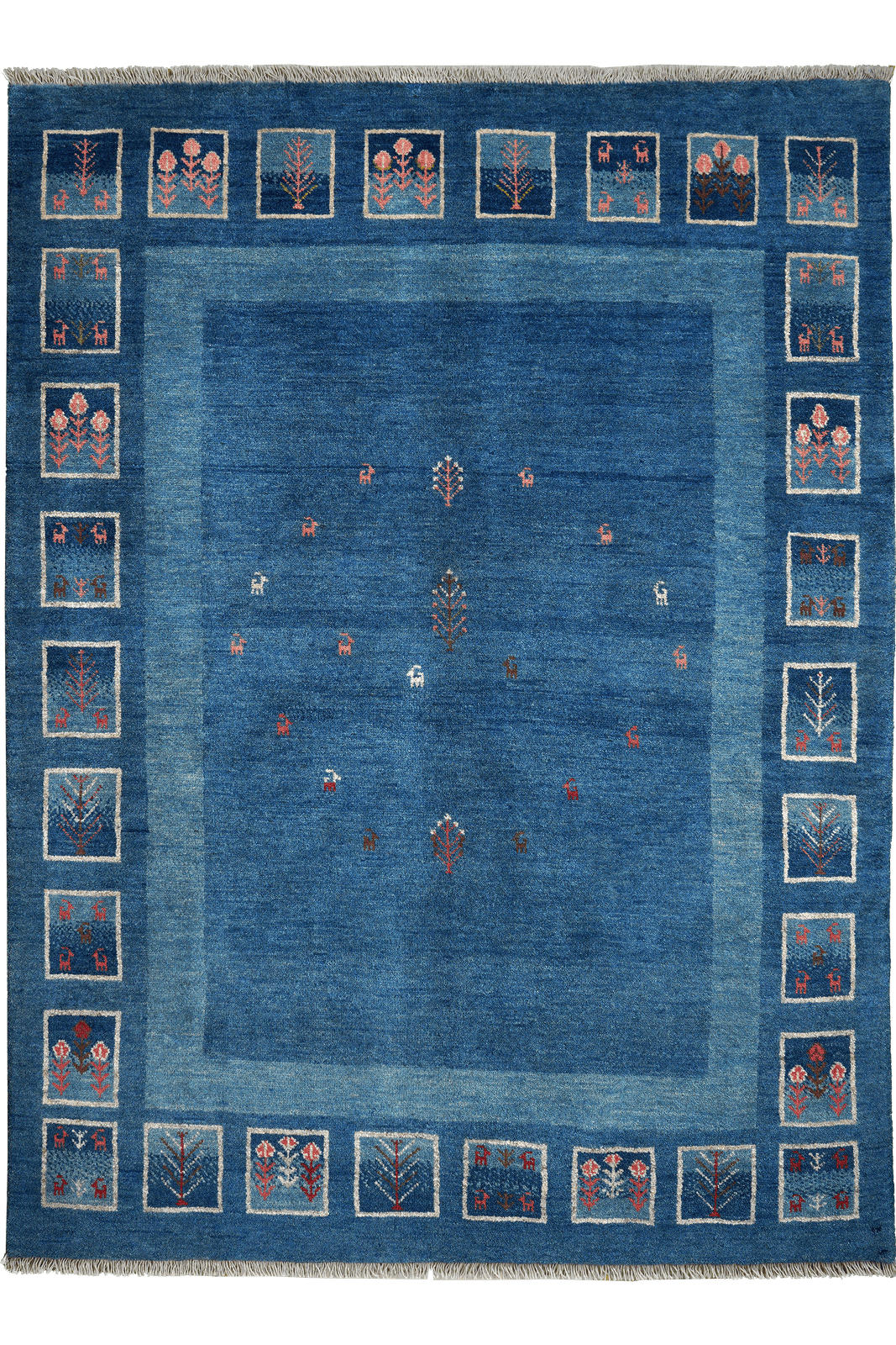 GABBEH-TEPPICH handgeknüpft Rizbaf Blau 213/157 cm Schurwolle - Blau, Textil (157/213cm) - Looma